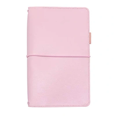 Image of Pukka Pad, Carpe Diem Refillable Traveler’s Notebook Journal, Writing Diary Blank and Ruled Notebooks Included, 21.8 x 14 cm, Ballerina Pink