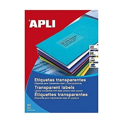 Image of Apli Paper Ref. 1225 Transparent Polyester Adhesive Labels L/C A4