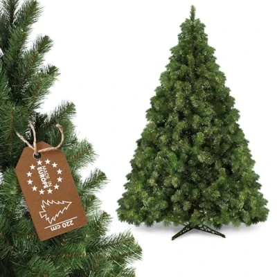 Image of KADAX Christmas Tree 7ft, Artificial Fir with Plastic Stand for Home and Office, Green Xmas Realistic Appearance, Large Holiday Decoration