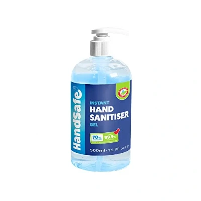 Image of 500ml Instant Hand Sanitiser Gel Pump Bottles from Handsafe, Kills 99.9%+ Bacteria, 70% Alcohol Based, Medical Grade, Anti Bacterial Fast Acting Formula
