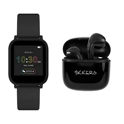 Image of Tikkers Teen Series 10 Black Smart Watch and Earbuds Set TKS10 0002 SETARG
