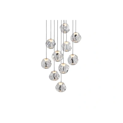 Image of LOOM DESIGN LED pendant light Ice Ball, chrome/clear 10 bulb