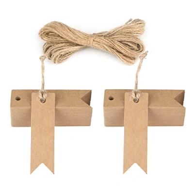 Image of jijAcraft 100PCS Brown Kraft Paper Gift Tags,Mini Tags Hang for Crafts Wedding Favours(7X2CM)