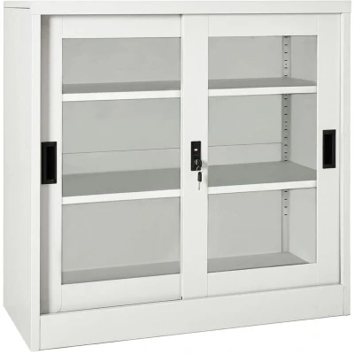 Image of vidaXL Sliding Door Cabinet Light Grey 90x40x90 cm Steel