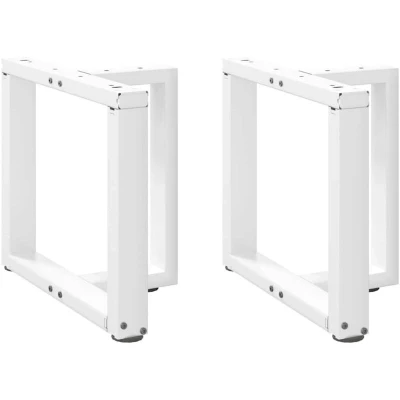 Image of vidaXL Coffee Table Legs White Steel/T Shaped/Adjustable Feet / 50x25x(42 43) cm/Living Room
