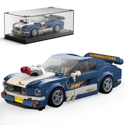 Image of Mould King 27048 Speed Champions Race Car Toys Building Blocks with Acrylic Display Musteng 1967 Collectible Model Cars Racing Vehicle Construction for 8+ Kids(376 PCS)