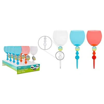 Image of YöL Beach Glass Pack of 3 Colourful Floating Wine Cocktail Goblet Summer Pool Garden Party Essential Shatterproof
