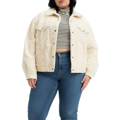 Image of Levi&#039;s Women&#039;s Plus Size 90s Sherpa Trucker Jacket, Almond Milk, 3XL