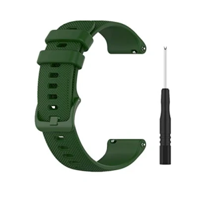 Image of Huabao Watch Strap Compatible with Garmin Forerunner 745,Adjustable Silicone Sports Replacement Band for 745 Smart (Green)