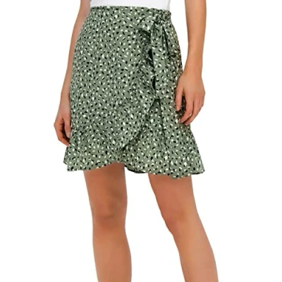 Image of ONLY Women&#039;s ONLOLIVIA WRAP Skirt WVN NOOS, Hedge Green/AOP:Hella Graphic, S