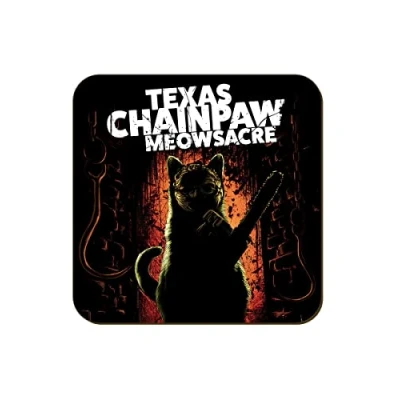Image of Grindstore Texas Chainpaw Meowsacre Coaster Black 9.2x9.2cm