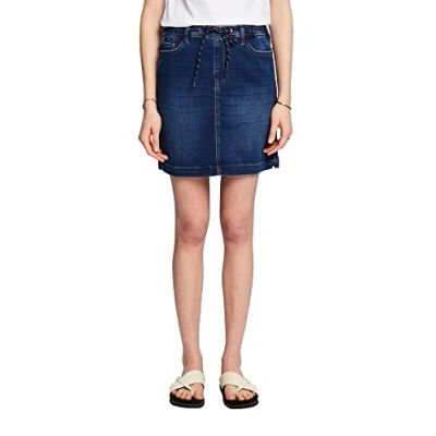 Image of ESPRIT Women&#039;s 043cc1d302 Skirt, Blue Dark Washed, UK 6
