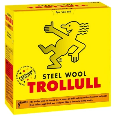 Image of TROLLULL Steel Wool Wire 450g medium 2, can be used to remove old wax or polish residues, apply wax, clean metal casting moulds