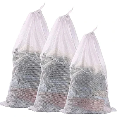 Image of Prezon Durable Honeycomb Laundry Bag Sturdy Mesh Bags 2 Extra Large and 1 with Drawstring Closure for College, Dorm Apartment Dwellers 3 Set(2XXL+1XL)