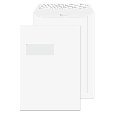 Image of Blake Premium Business C4 324 x 229 mm 120 gsm Peel and Seal Window Pocket Envelopes (31892) Ice White Wove Pack of 250