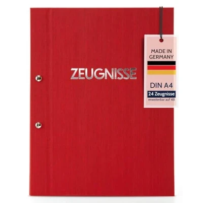 Image of Goldbuch 36001 Certificate Folder Colours, DIN A4, Document with Screw Closure and 12 Transparent Pockets, Expandable Linen Texture Cover, Organ Red, 31 x