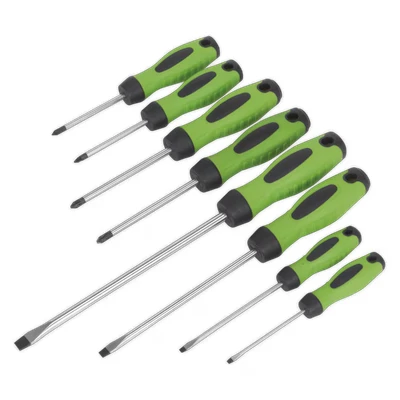 Image of Sealey Premier Screwdriver Set 8pc Hi Vis Green