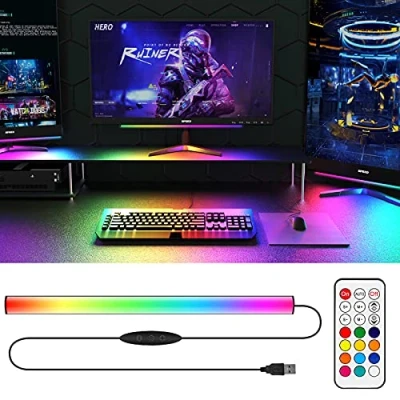 Image of WILLED Under Monitor Light Bar, RGBIC Dreamcolor Ambient Gaming Lights, Ambiance Backlights with Remote Controller, 5V USB Powered, for Gaming, PC Setup,Black