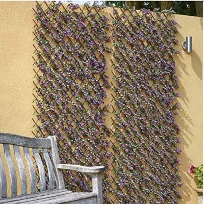 Image of Garden Mile Various Topiary Violet Leaves Artificial Leaf Trellis Spring and Summer Creeping Decoration Faux Climbing Ivy Plants Vines (Vivid Trellis, 180 x 60cm)