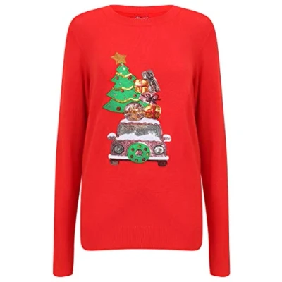 Image of Tokyo Laundry Xmas Car Novelty Christmas Jumper in High Risk Red Merry 14/L
