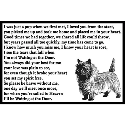 Image of Cairn Terrier Pet Dog bereavement memorial Flexible Fridge Magnet (Waiting at the Door)