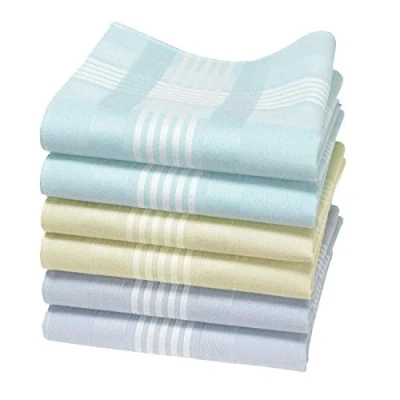 Image of Hankiss Coloured Organic Cotton Handkerchiefs Large Size 17 square 6 Pieces 100% GOTS Certified Summer Model