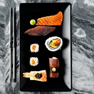 Image of Viejo Valle DS26395 Midnight Rectangular Coupe Plate, Black, 25cm x 15cm, Pack of 12