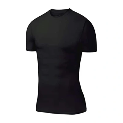 Image of PowerLayer Men&#039;s Compression Base Layer Top Short Sleeve Thermal Under Shirt Black, Large