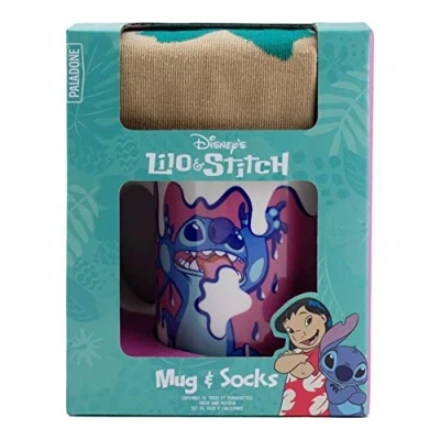 Image of Lilo &amp; Stitch Coffee Mug and Socks Gift Set Officially Licensed Disney Merchandise, 300 ml Ceramic Tea Cup (11 fl oz) Paladone