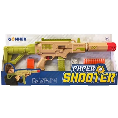 Image of Gonher 950/0 Splitball Paper Shooter Gun, Beige Green, 69.5 x 27 cms, Multi Colour