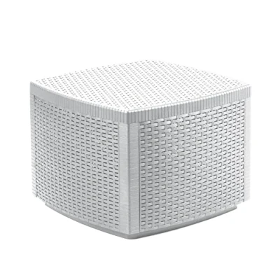 Image of Rattan Indoor Outdoor Coffee Table Garden Furniture Bench Box Patio Side Snack (White)