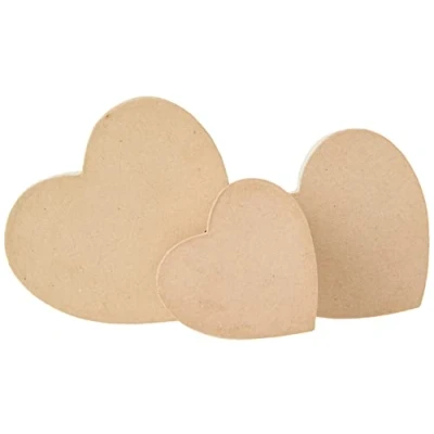 Image of Creativ 263760 10+12 5+15 cm 3 Assorted Papier Mache Heart Boxes, Brown