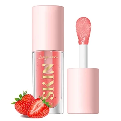 Image of LANGMANNI No Sticky Lip Gloss/Balm Care,Fruit Flavoured Oil For Dry Lip&#039;s Moisturizing Hydrating And Nourishing (Strawberry)