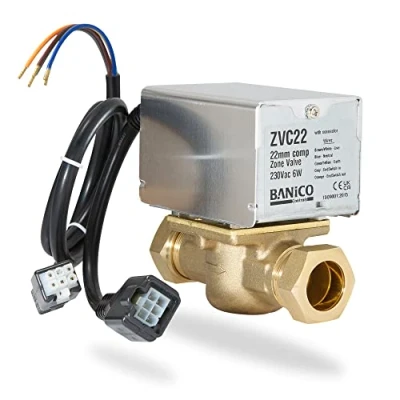 Image of Banico ZVC22 22mm 2 Port Motorised Valve Replacement for Honeywell V4043H1056 or Danfoss Central Heating UFH Built in Service Plug