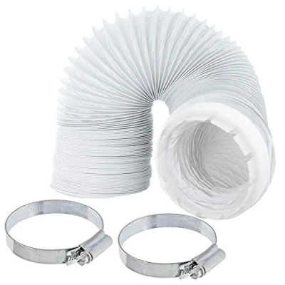 Image of SPARES2GO 4m Vent Hose + Adapter Compatible with Crosslee White Knight Tumble Dryer 2 x Pipe Clamp Clips