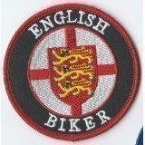Image of English Biker Iron or Sew on Embroidered Patch