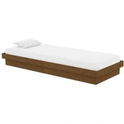 Image of vidaXL Bed Frame without Mattress Honey Brown Solid Wood 75x190 cm Small Single