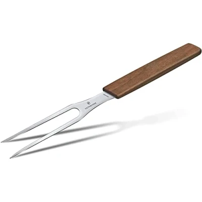 Image of Victorinox Swiss Modern, Carving Fork, Extra Sharp Blade, 15 cm, Noble Wooden Handle, Stainless Steel, Brown