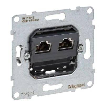Image of LEGRAND, SEANO 765062 Data Socket 2 x RJ45 Insert Category 6A STP Shielded