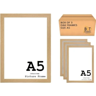 Image of A5 picture frames pack of 3 oak (Oak, 210 x 148mm)