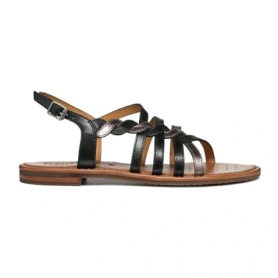 Image of Geox Women&#039;s D Sozy S Flat Sandal, Black (Black Leather), 6 UK