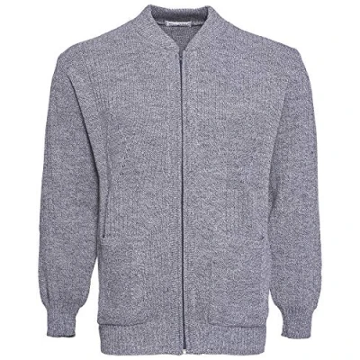 Image of Mens Knitted Cardigan Classic Style Cardigans V Neck Zipper Jumper Plain Coloured (XX Large, Light Grey)