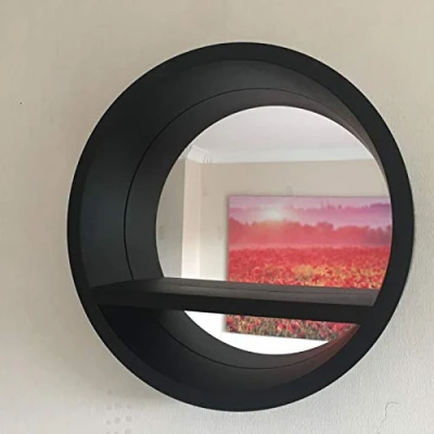 Image of Homestyle Black Round Shelf Mirror