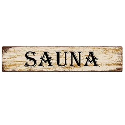 Image of KILSPU Sauna Sign Vintage Metal Retro Plaque Bar Pub Poster Wall Art Decor Tin 4x16 in / 10x40 cm