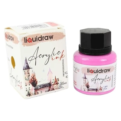Image of Liquidraw Acrylic Inks for Artists 20 Colours Black White Available Waterproof Ink 35ml Professional Painting, Drawing, Paints, Art, Brushes, Paper, Board, Canvas, Fabric &amp; Wood (Black)