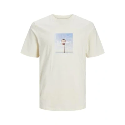 Image of JACK &amp; JONES Men&#039;s Jorlafayette Photo Tee SS Crew Neck T Shirt, Buttercream, L