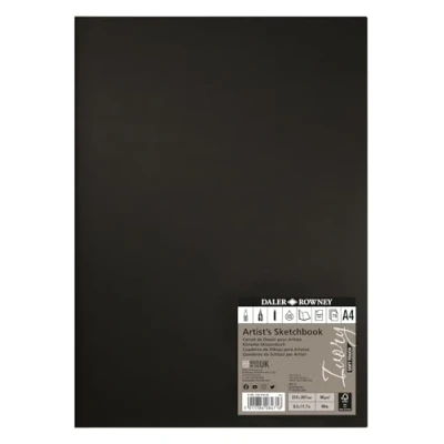 Image of Daler Rowney Ivory Sketchbook, Soft Touch Softbound, 90gsm, A4 Portrait, Natural White, 78 Sheets, Ideal for Professionals