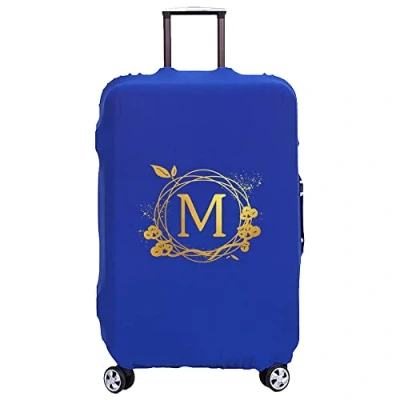Image of Initial Letter Printed Design Travel Trolley Case Cover Protector Washable Suitcase Luggage Storage Covers for 18 28 inch (wreath M, L (26 Luggage))