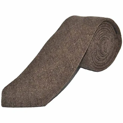 Image of King &amp; Priory Highland Weave Hessian Brown Tie, Necktie