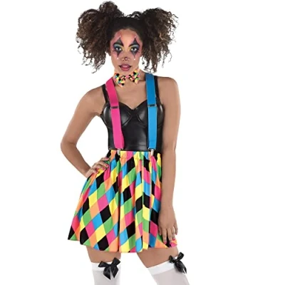 Image of Amscan 8408816 Neon Circus Skater Skirt With Suspender Set 76cm x 71cm Multicolor 3 Pcs
